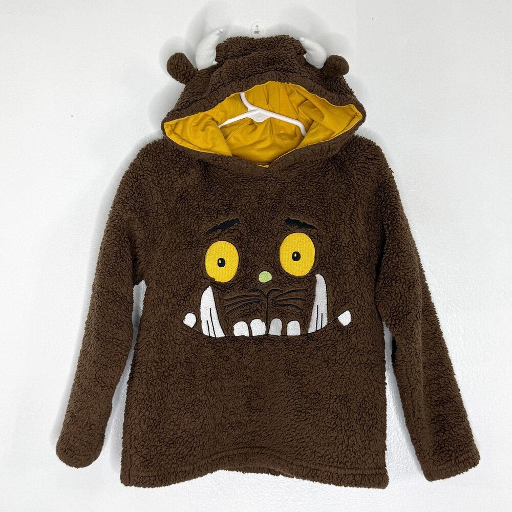 Gruffalo Jacket Boys 4-5 Brown Sherpa Fleece Hooded Pullover Monster Costume